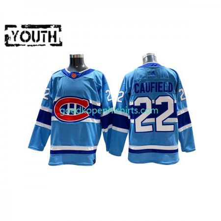 Montreal Canadiens Cole Caufield 22 Adidas 2022-2023 Reverse Retro Blauw Authentic Shirt - Kinderen